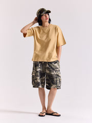 Beige Loose Fit Cropped T-Shirt
